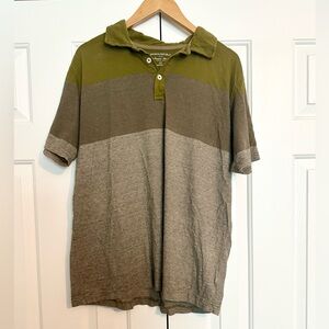 Banana Republic Men's Olive and Gray Polo Shirt